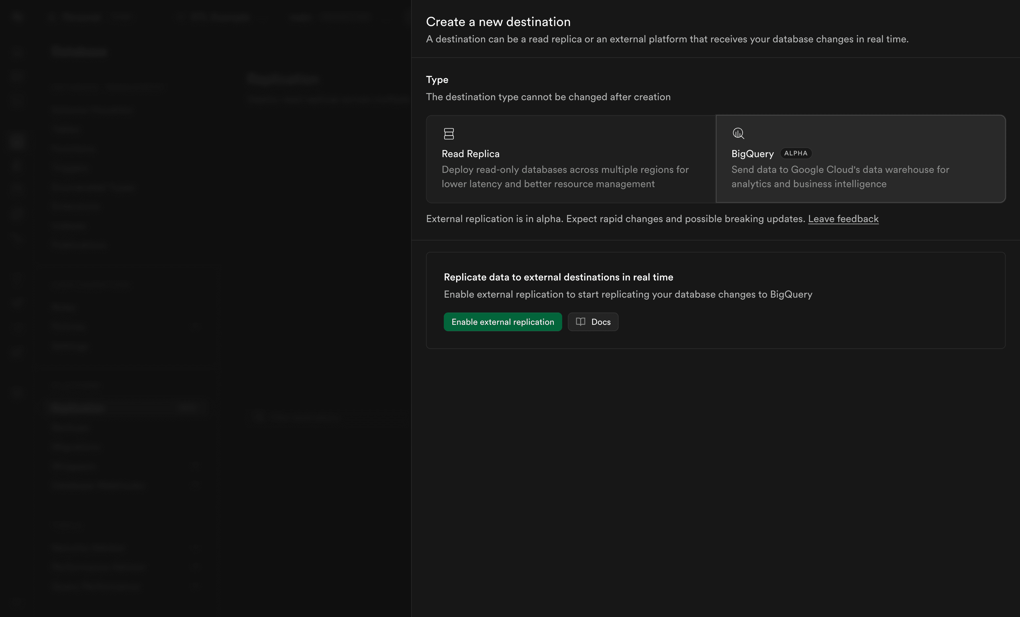 Enable external replication